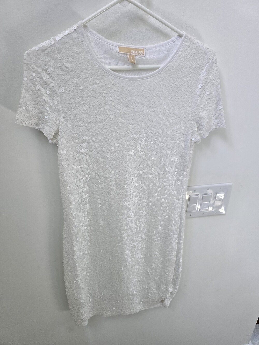 Michael Kohrs White Sequin Shift Dress